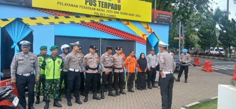 Polres Ciamis Laksanakan Apel Pagi Ops Lilin Lodaya 2025 di Pos Pam Terpadu Alun-Alun, Wujud Kesiapsiagaan Jamin Keamanan Akhir Tahun
