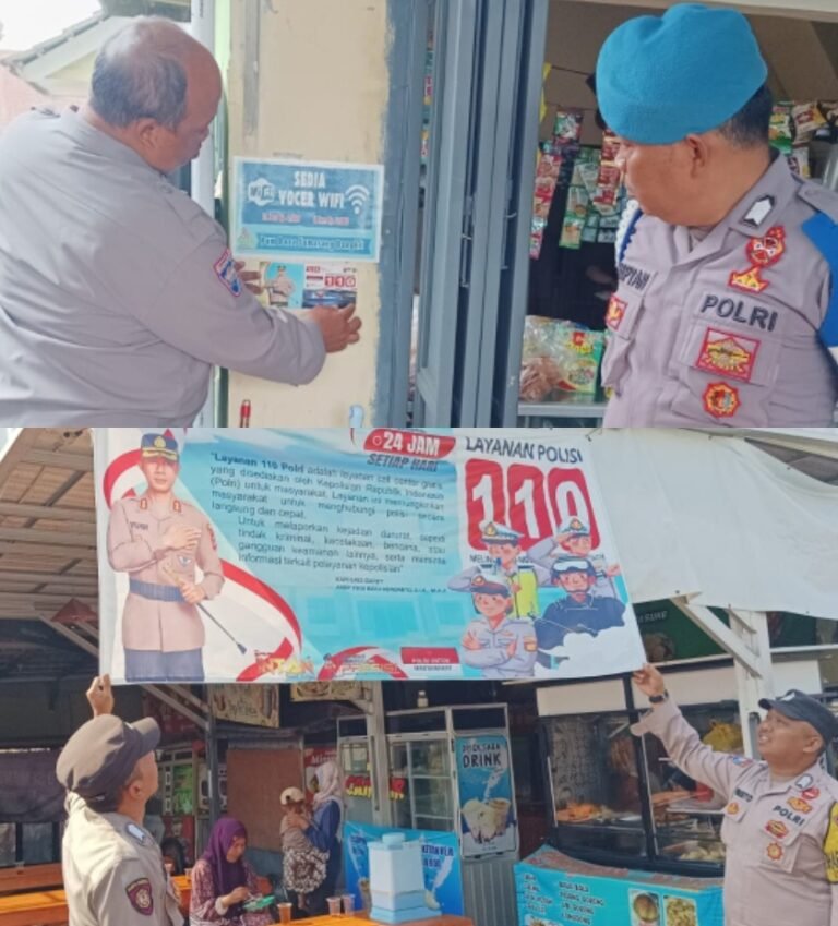 Polsek Samarang Dan Anggota Siaga Sosialisasi Pemasangan Stiker dan Spanduk Cal Center 110