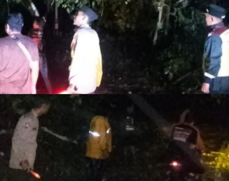 Jalan Raya Bungbulang–Caringin Tertutup Longsor, Kapolsek Caringin Turun Langsung Cek Lokasi