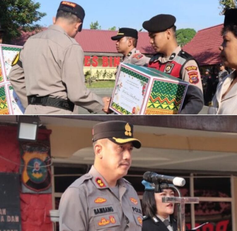 Kapolres Binjai Berikan Bingkisan Natal 2025 Kepada Personil Dan Wartawan
