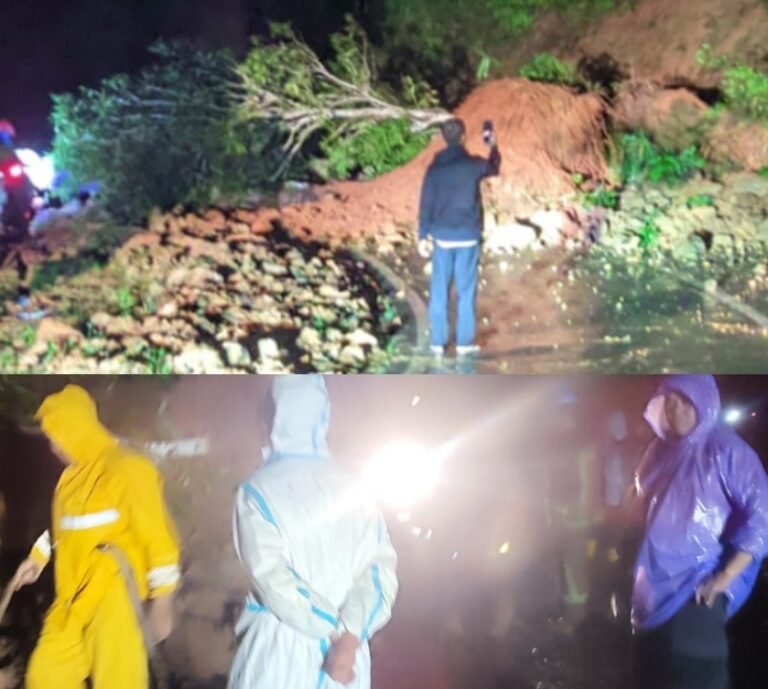 Polsek Bungbulang Bersama Warga Dan Intansi Terkait Evakuasi Tanah Longsor di Jalan Raya Bungbulang–Caringin