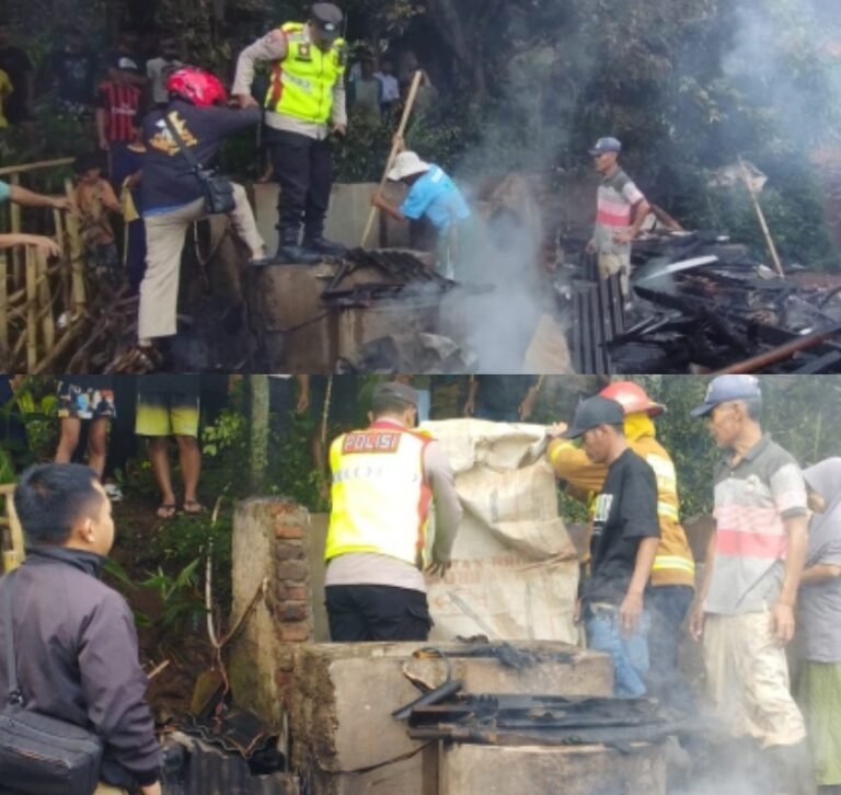 Polsek Limbangan Lakukan Cek TKP Kebakaran Rumah di Desa Pasirwaru
