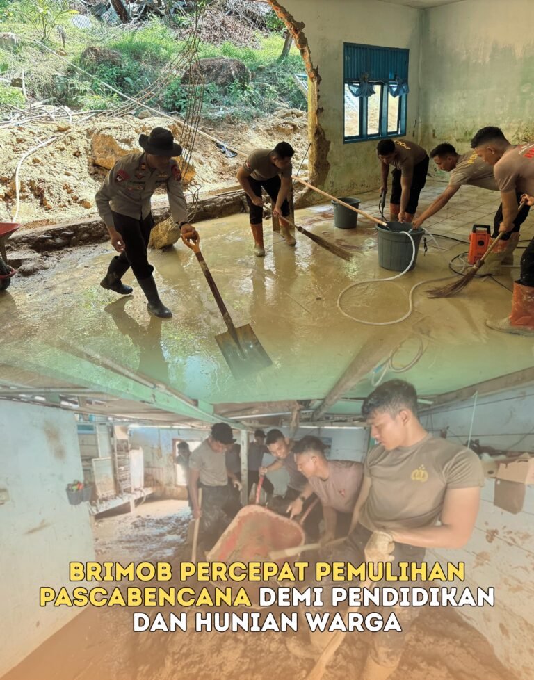 Brimob Percepat Pemulihan Pascabencana Demi Pendidikan dan Hunian Warga