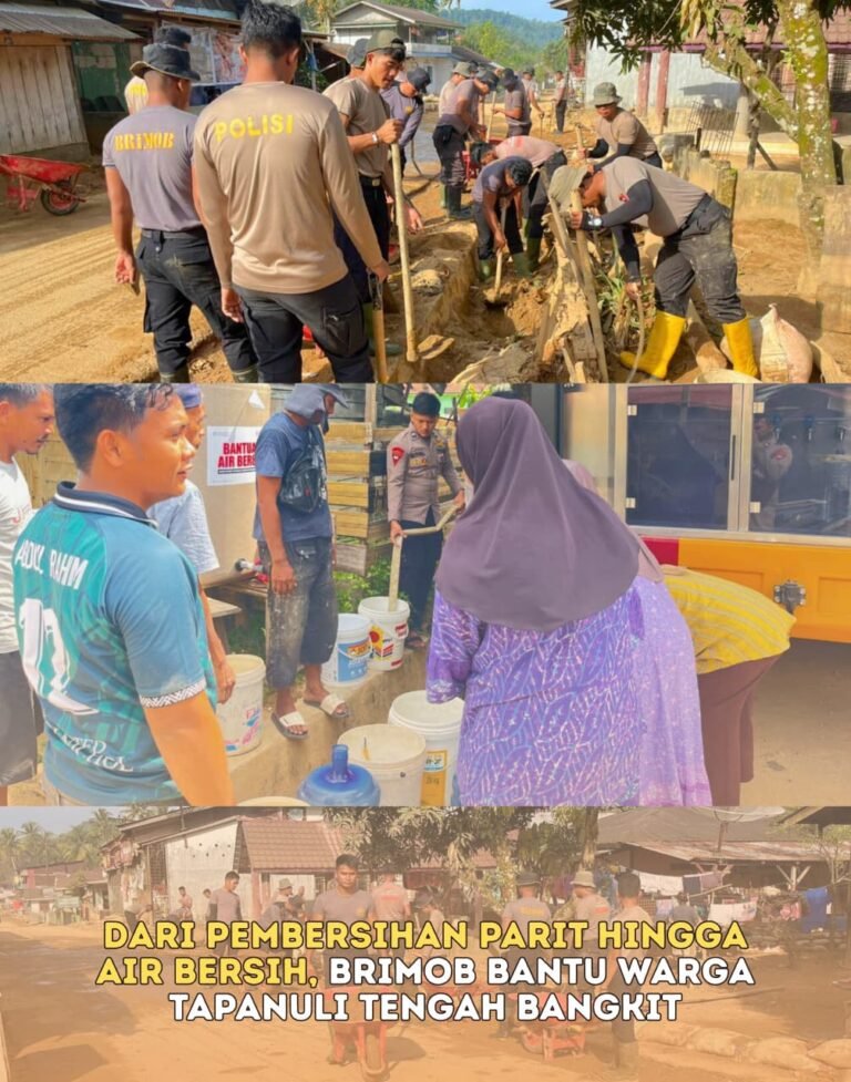 Dari Pembersihan Parit hingga Air Bersih, Brimob Bantu Warga Tapanuli Tengah Bangkit