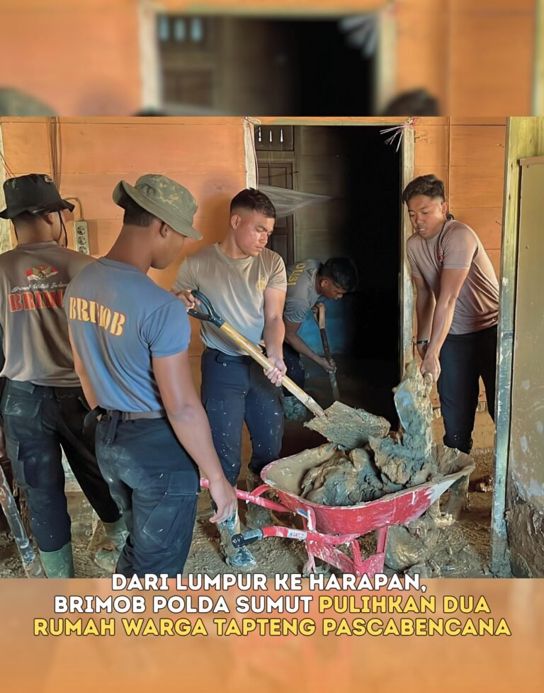 Dari Lumpur ke Harapan, Brimob Polda Sumut Pulihkan Dua Rumah Warga Tapteng Pascabencana