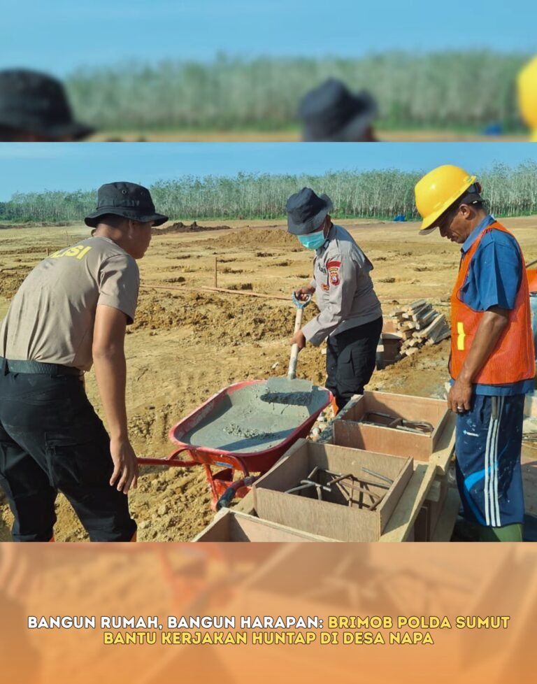 Bangun Rumah, Bangun Harapan: Brimob Polda Sumut Bantu Kerjakan HUNTAP di Desa Napa