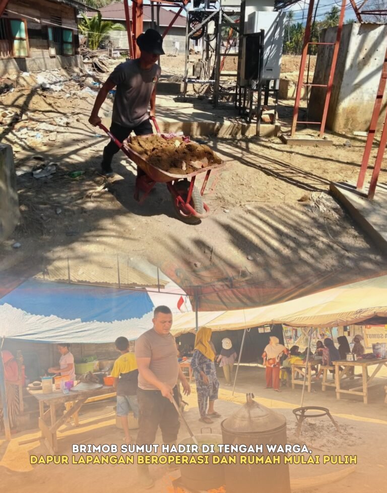 Brimob Sumut Terus Mendampingi Warga, Pembersihan Rumah dan Masjid Capai Progres Signifikan