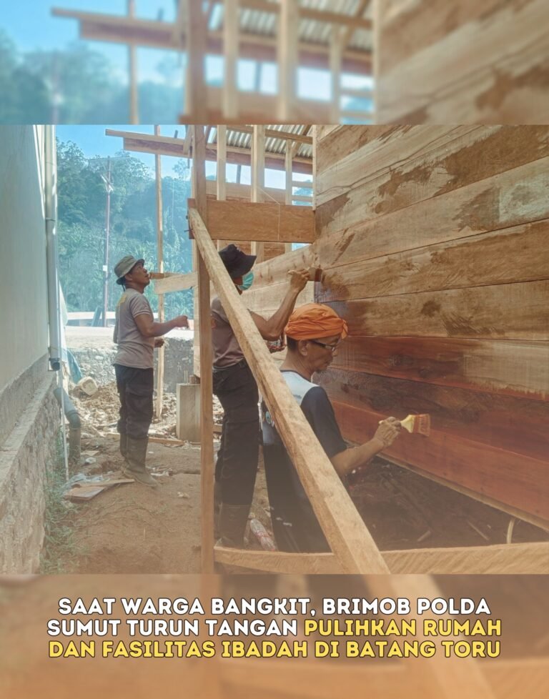 Saat Warga Bangkit, Brimob Polda Sumut Turun Tangan Pulihkan Rumah dan Fasilitas Ibadah di Batang Toru