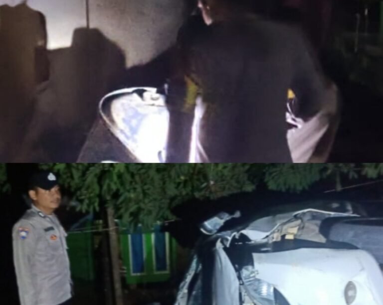 Mobil Avanza Hilang Kendali di Jalan Menanjak Bungbulang, Dua Rumah Warga Rusak