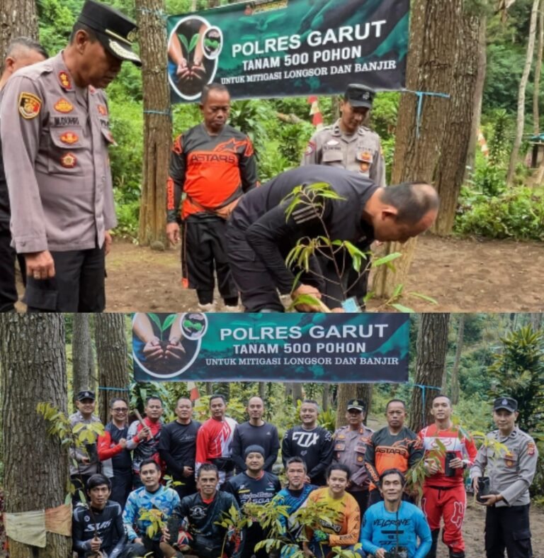 Kita Jaga Alam dan Alam Jaga Kita, Polres Garut Tanam Ratusan Pohon di Batu Lempar