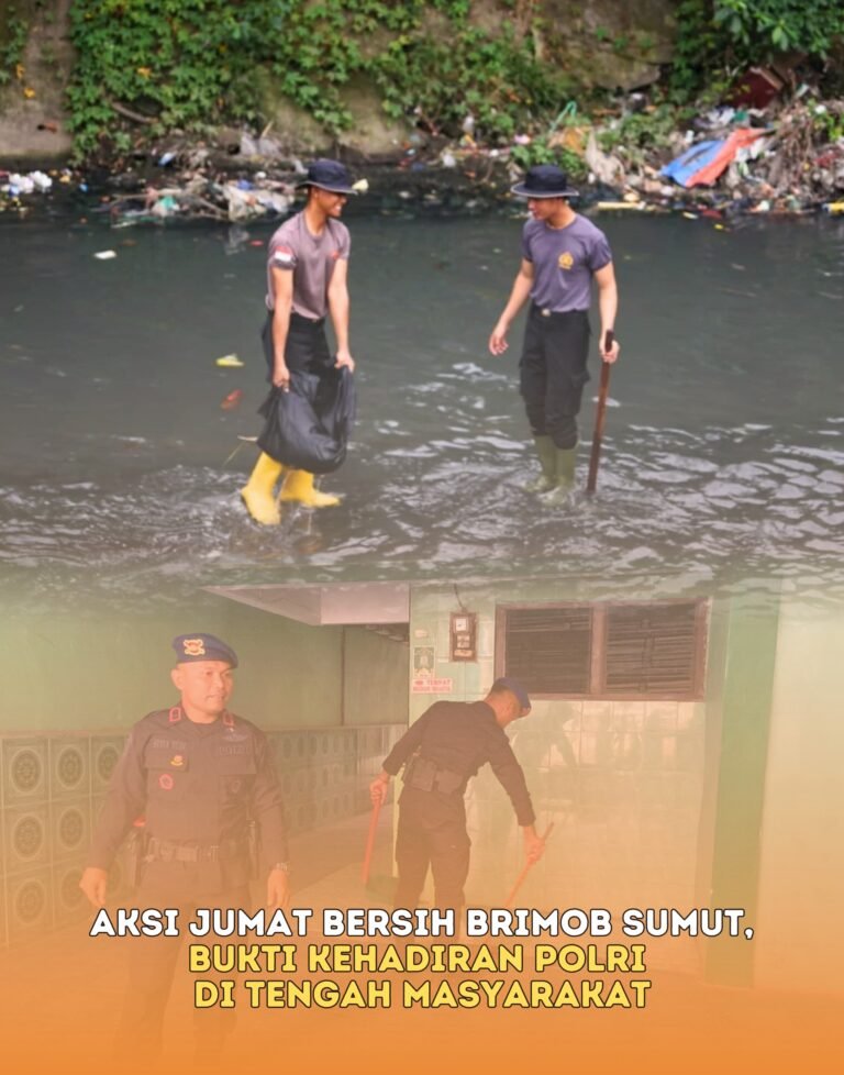 Aksi Jumat Bersih Brimob Sumut, Bukti Kehadiran Polri di Tengah Masyarakat