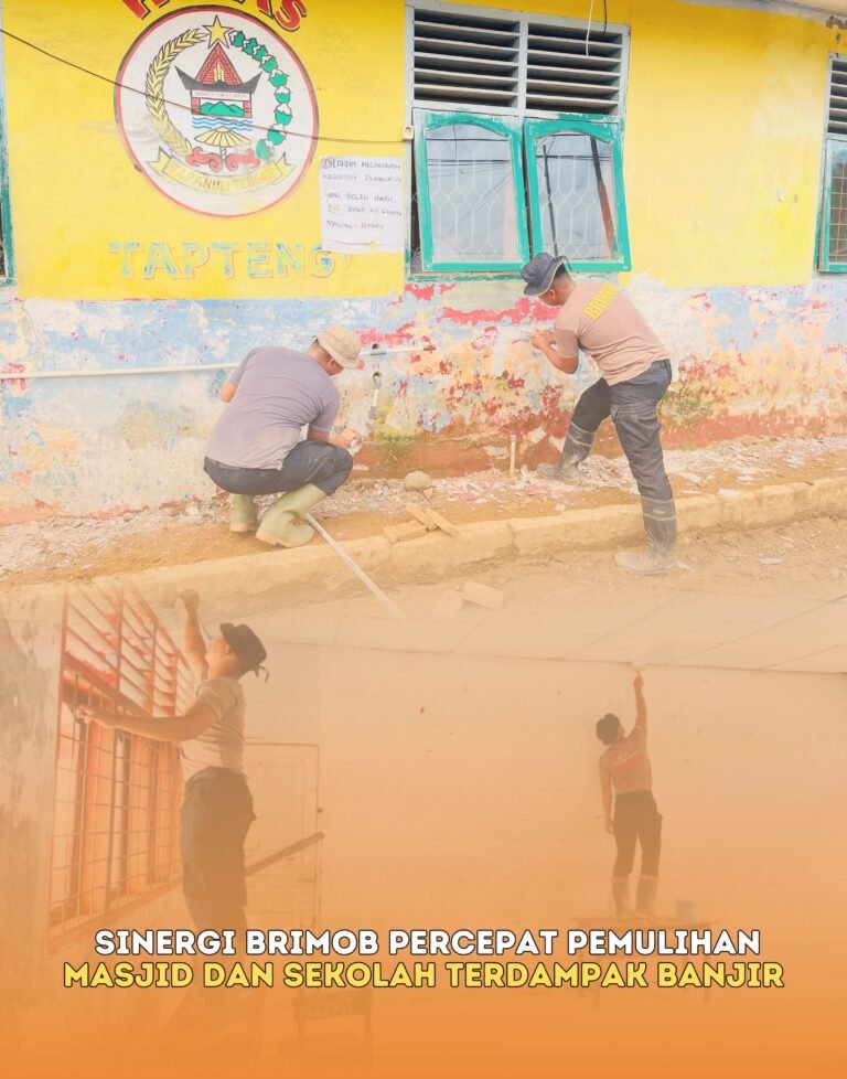 Sinergi Brimob Percepat Pemulihan Masjid dan Sekolah Terdampak Banjir