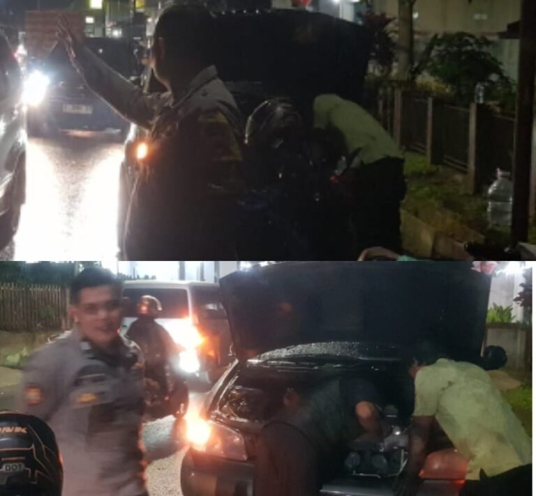 Polsek Samarang Polres Garut Tindaklanjuti Aduan 110, Mobil Mogok Picu Kemacetan Panjang