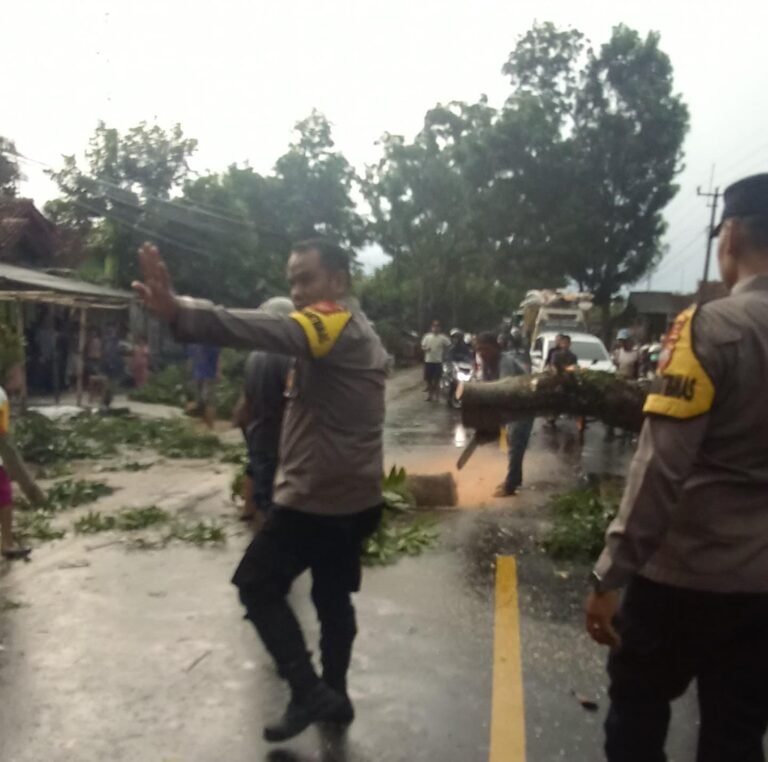 Kesiapsiagaan Bencana, Polsek Banjarsari Polres Ciamis Bantu Evakuasi Korban Pohon Tumbang