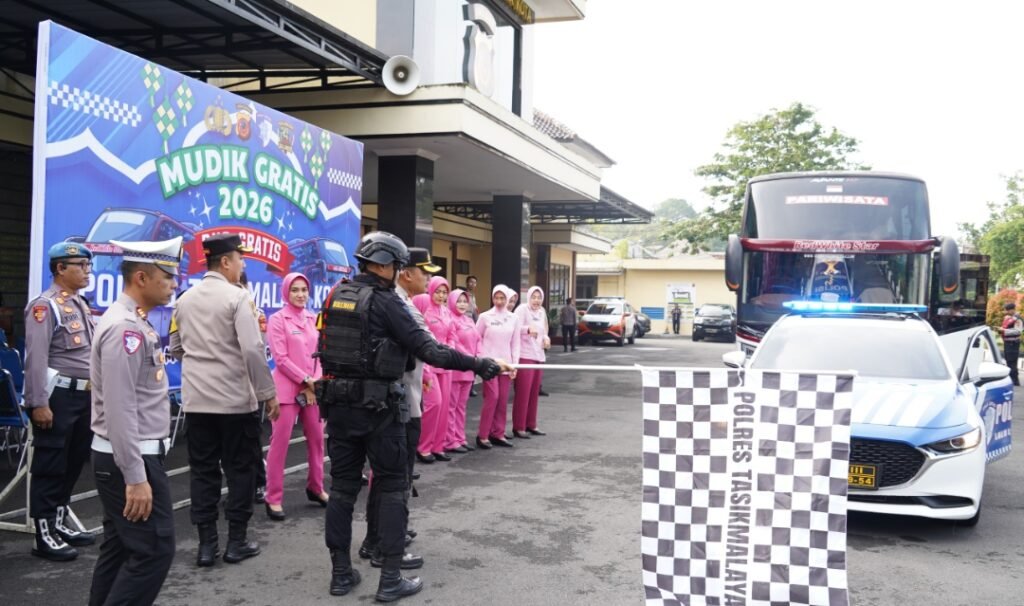 Polres Tasikmalaya Kota Berangkatkan Mudik Gratis 2026 Tujuan Solo dan Yogyakarta dalam Rangka Ops Ketupat Lodaya 2026