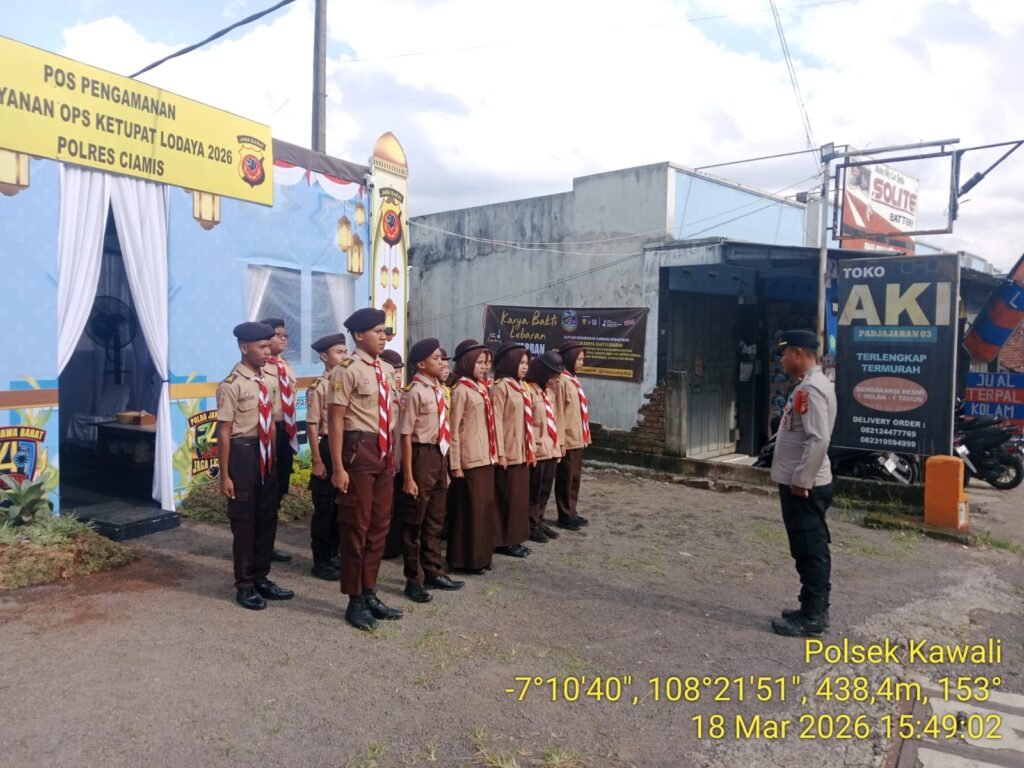 Pos Pam Kawali Dapat Dukungan Anggota Saka Bhayangkara Selama Mudik Lebaran 2026