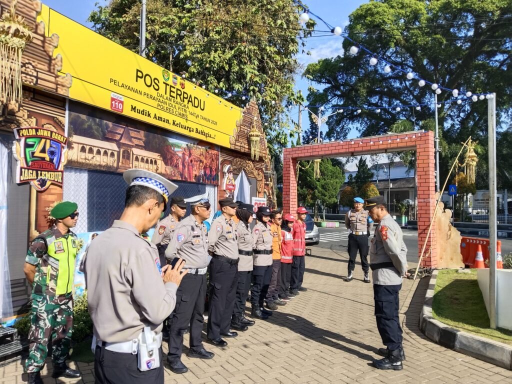 Polsek Ciamis Gelar Apel Kesiapan Personel Pos Pam Terpadu, Pastikan Pengamanan Lebaran Optimal dan Humanis