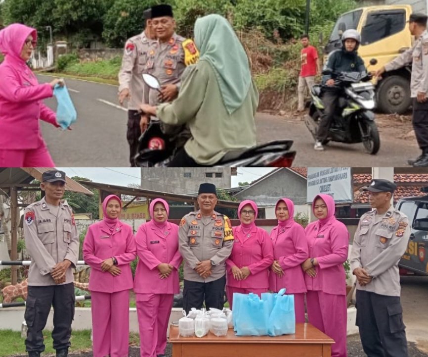 Giat Polsek Cikelet Bersama Personel Serta Bhayangkari, Bagi-Bagi Takjil kepada pengguna Jalan