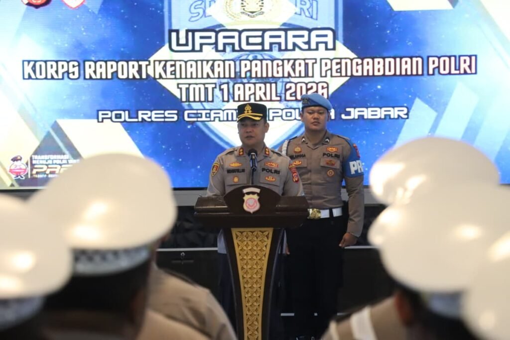 Kapolres Ciamis Pimpin Upacara Korp Raport Kenaikan Pangkat Pengabdian, Tegaskan Profesionalitas dan Pelayanan Polri