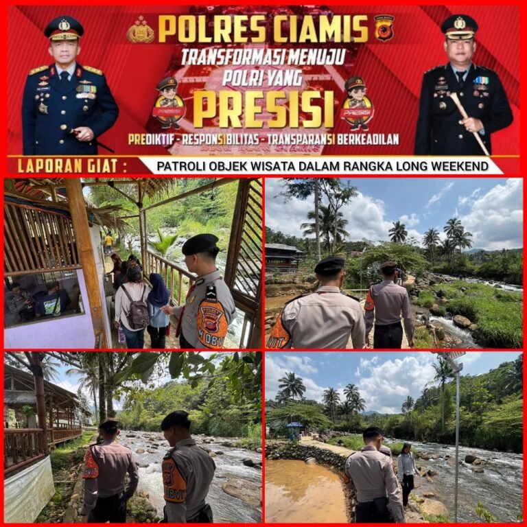 Jaga Harkamtibmas, Sat Samapta Polres Ciamis Patroli ke Area Wisata Saat Libur Panjang Akhir Pekan