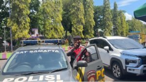 Satuan Samapta Polres Ciamis Patroli ke Ruko Pasar Ciamis Beri Imbauan Kamtibmas