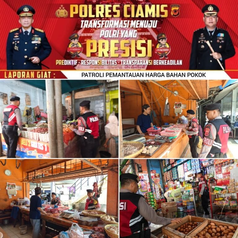 Cegah Penimbunan Bahan Pokok, Satuan Samapta Polres Ciamis Datang Pedagang di Pasar Manis Ciamis