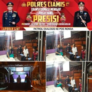 Humanis, Satuan Samapta Polres Ciamis Patroli Dialogis Koorkom Bareng Warga di Pos Ronda