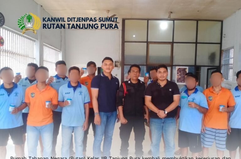 Gelar Tes Urine Mendadak Terhadap Warga Binaan, Rutan Tanjung Pura Nyatakan Seluruh Hasil Pemeriksaan Negatif