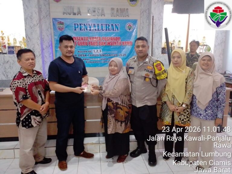 Polsek Kawali Hadiri Proses Penyaluran Insentif Guru Paud dan Kader Posyandu di Desa Rawa