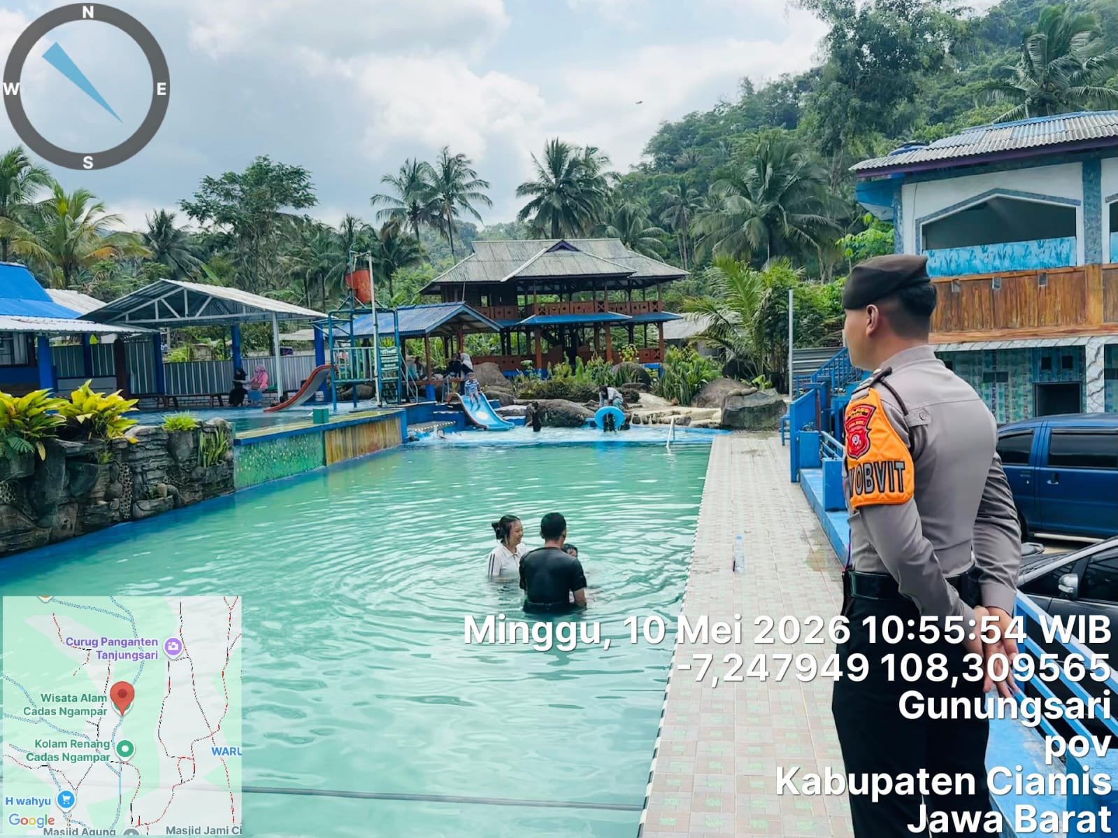 Patroli Objek Wisata Polres Ciamis Tingkatkan Keamanan Pengunjung di Kolam Renang Jaga Baya Cadas Ngampar