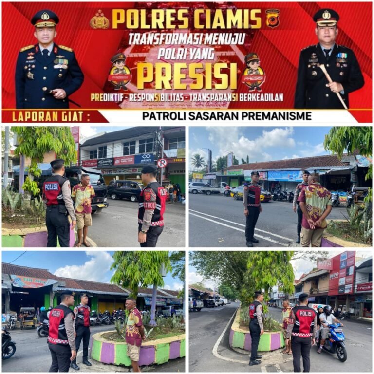Berantaa Aksi Premanisme, Sat Samapta Polres Ciamis Patroli Dialogi ke Kawasan Perbelanjaan