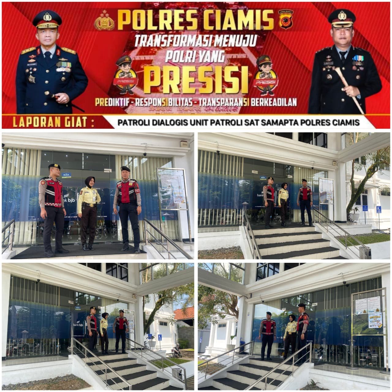 Cipkon Kamtibmas, Sat Samapta Polres Ciamis Patroli Dialogis ke Kantor Perbankan di Pusat Kota