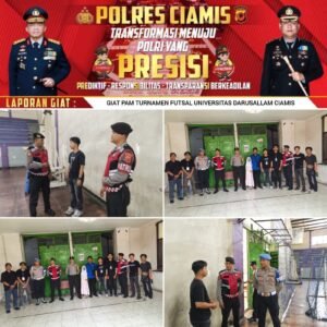 Jaga Kondusifitas, Polres Ciamis Siagakan Personel Amankan Turnamen Futsal Universitas Islam Darussalam