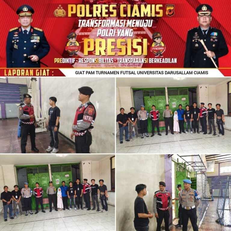 Jaga Kondusifitas, Polres Ciamis Siagakan Personel Amankan Turnamen Futsal Universitas Islam Darussalam
