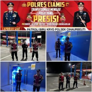 Berikan Rasa Nyaman, Polsek Cihaurbeuti Polres Ciamis Intens Patroli Biru di Malam Hari