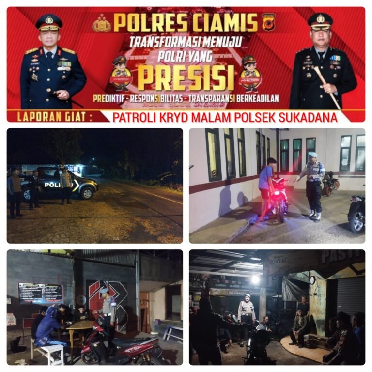 Ciptakan Rasa Aman, Polsek Sukadana Intens Patroli Malam Hingga ke Pemukiman Warga
