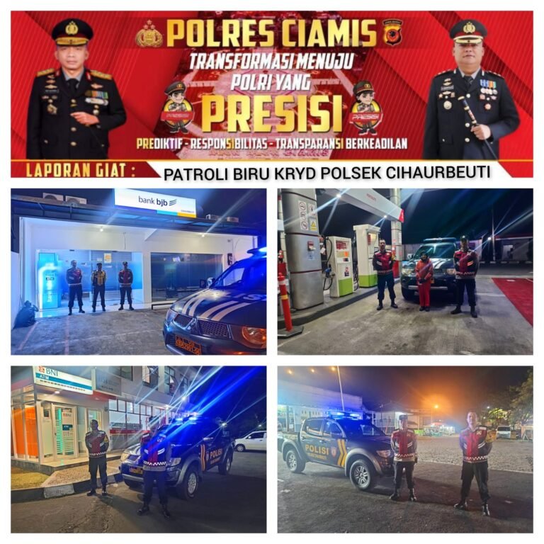 Berikan Rasa Nyaman, Polsek Cihaurbeuti Polres Ciamis Intens Patroli Biru di Malam Hari