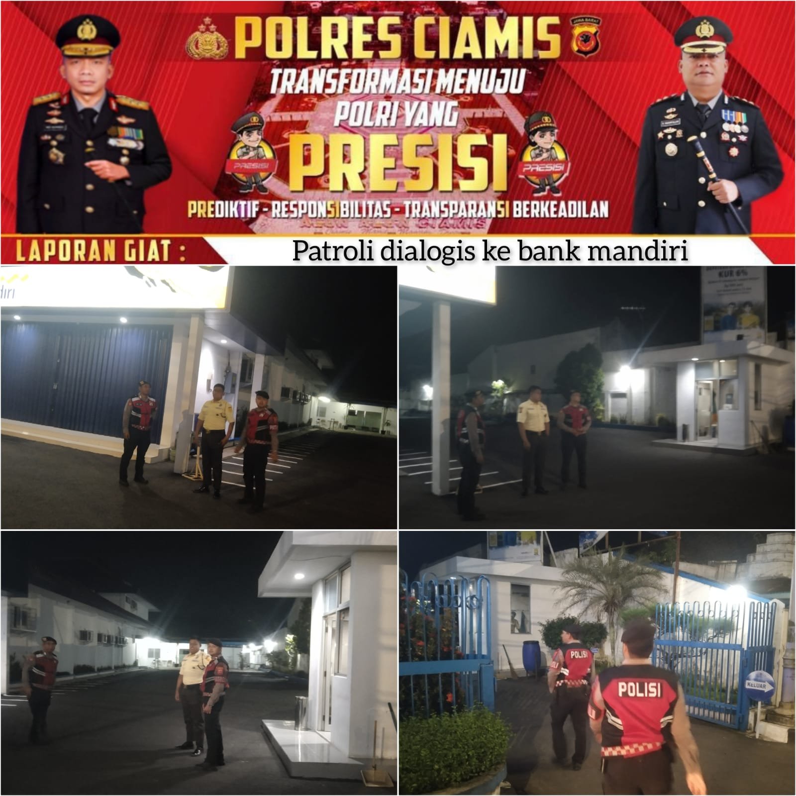 Cipkon Kamtibmas, Sat Samapta Polres Ciamis Patroli Dialogis ke Kantor Perbankan di Pusat Kota
