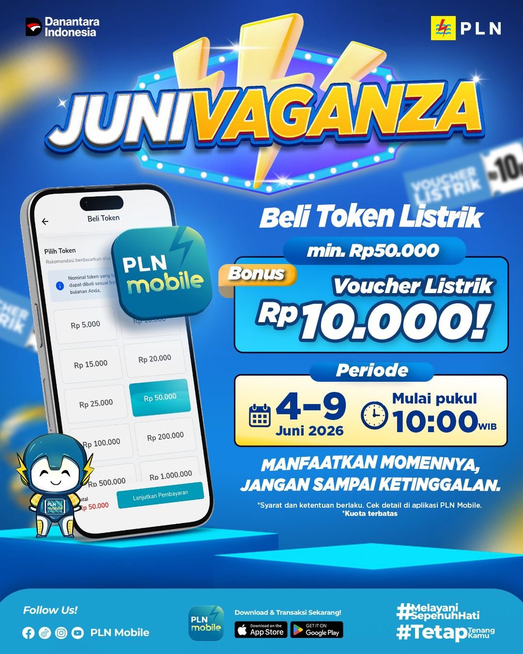 PLN Tasikmalaya Hadirkan Promo Junivaganza, Beli Token Listrik Bisa Dapat Bonus Voucher Listrik