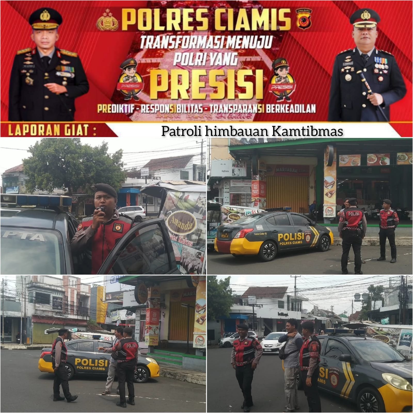 Satuan Samapta Polres Ciamis Patroli ke Toserba Yogya Ciamis Beri Imbauan Kamtibmas
